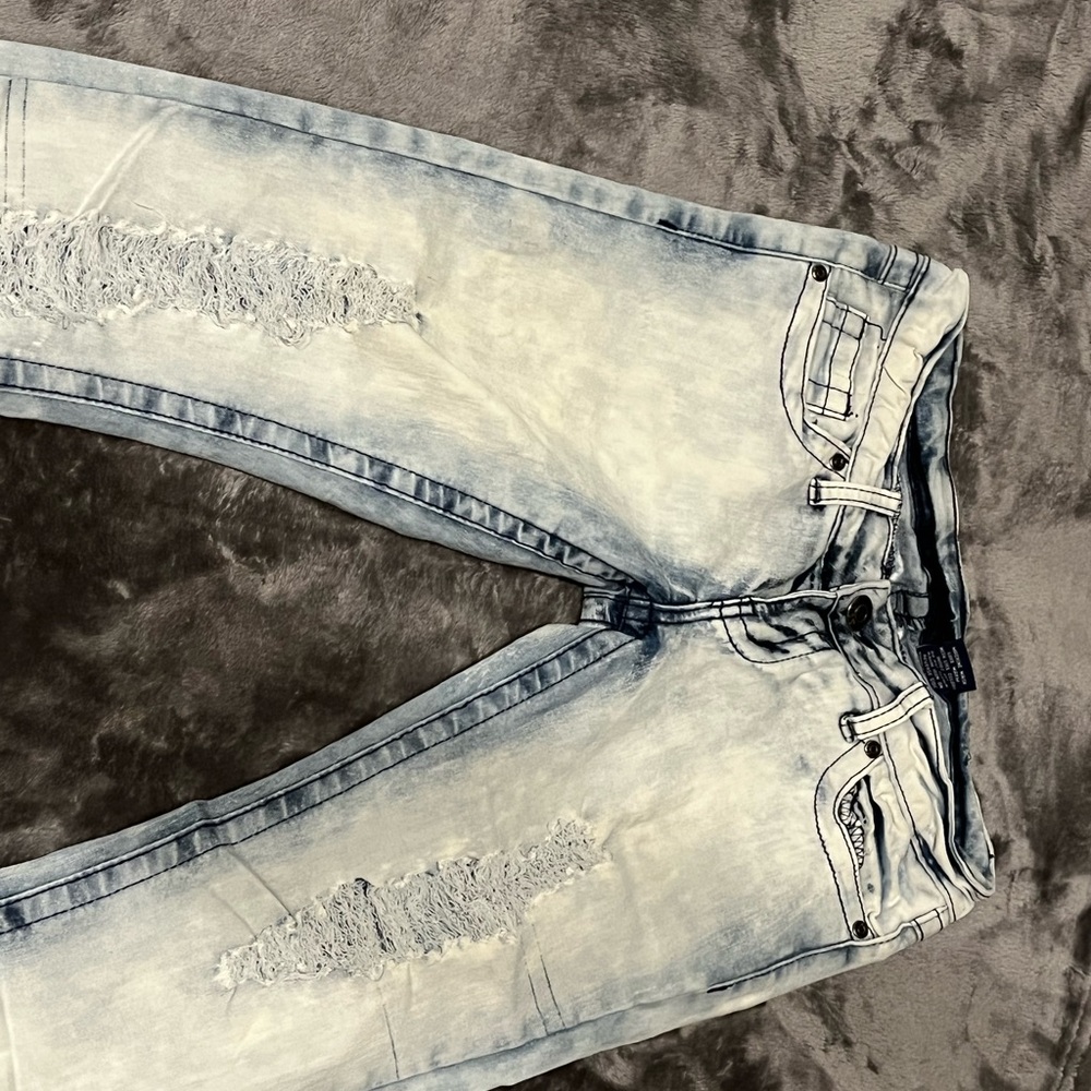 distressed acid washed jeans size 3/4